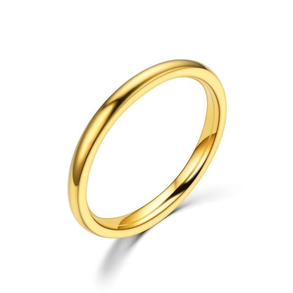 2 mm tynde ringe i rustfrit stål rosaguld Mode simple titanium stålringe til kvinder pigegaver