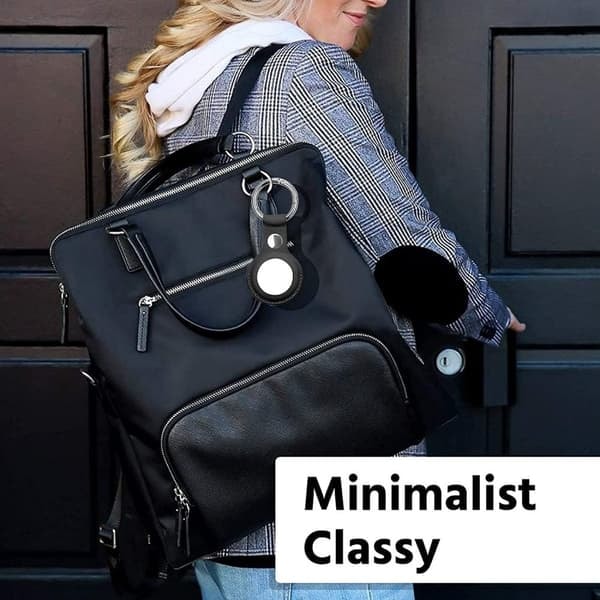 [NT] AirTag-fodral med nyckelring PU-läder 4-pack Svart