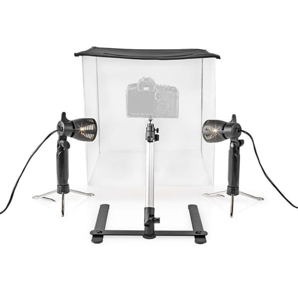 Fotostudio Kit | 400 lm | Vikbar | Bakgrunder ingår | Resväska ingår | Svart_NN