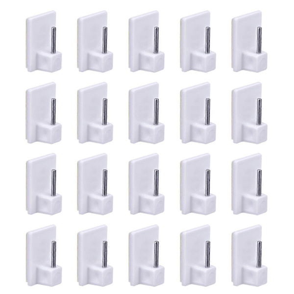 Self-adhesive hooks for curtain rods, 20-pack, white