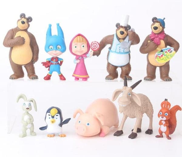 10-pack Masha och Björnen figurer (3-7 cm)
