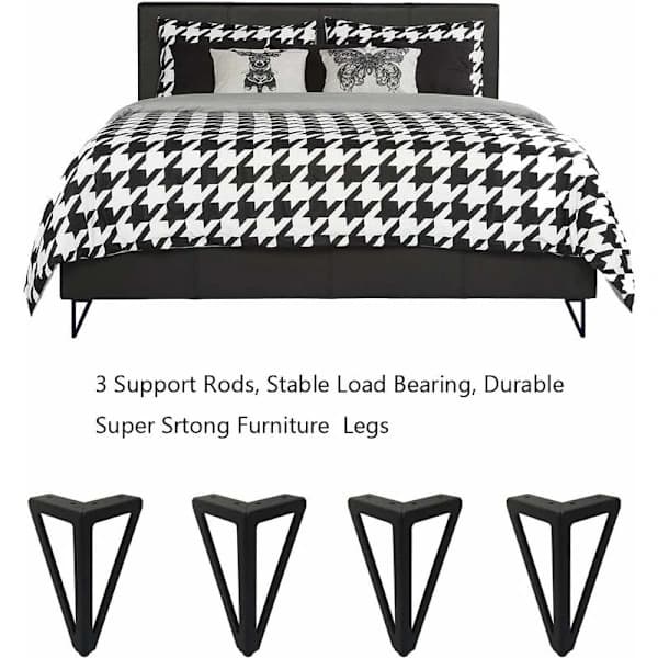 NA/4 sorte møbelben køkkenfødder, 6/15 cm trekantede sorte møbelskabsben, DIY-erstatning sort til sofaben, sofabord, A