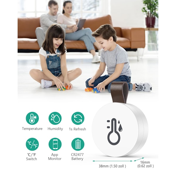 Wireless thermometer, mini Bluetooth 5.0 humidity sensor, supports data export and alerts for iOS and Android, suitable for home, etc.