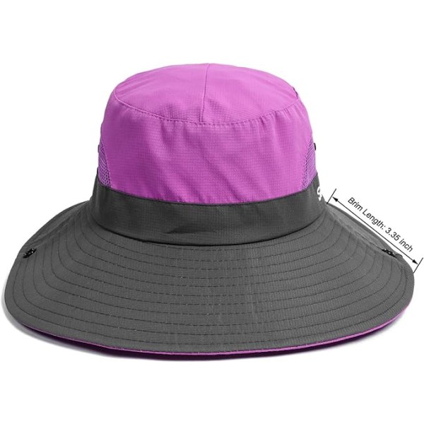 Solhatt för damer med bred brättad cap för utomhusfiskehatt UV-skydd Purple