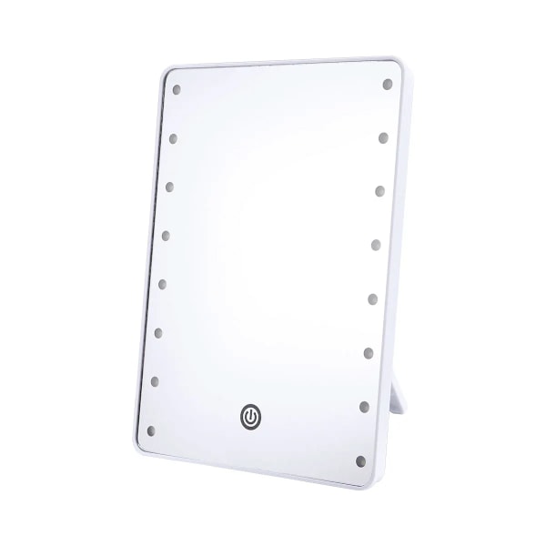 Sminkspegel med 16 LED-lampor, kosmetisk spegel med touch-dimmer, batteridriven sminkspegel för bord, badrum