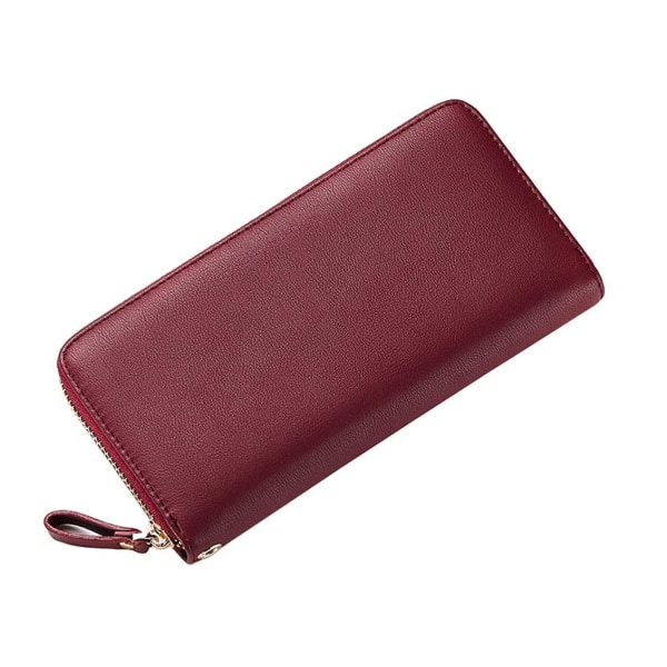 Stor plånbok för damer med dragkedja, lång Red