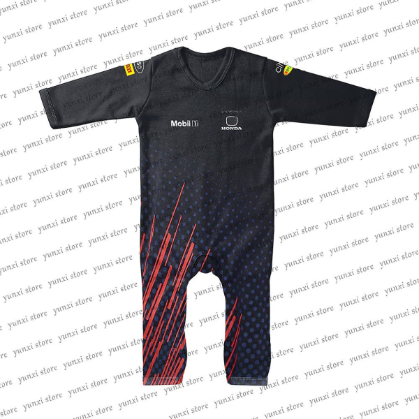 2023 Ny F1 Racing tävling Utomhus Extremsport Red Animal Team Bull Baby Jumpsuit 3-24m Hot Rea Vinnare Fans Bebe Creeper 3M M5