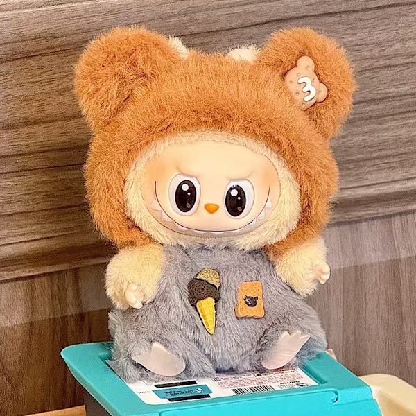 /NC/Kläder Macaron Labubu Vinyl Face Blind Box Plyschdocka Leksak LABUBU Plyschdocka Nyckelring MOQ10pcs per style Style6Doll+clothes