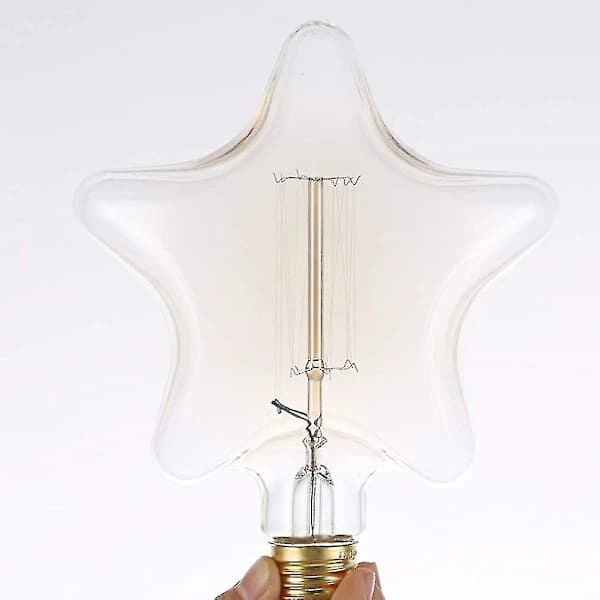 Edison Lampe Retro Pære E27 Stjerneform (2700k Varm Hvid) Hy