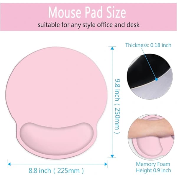 NA/Musematte med håndleddsstøtte, ergonomisk spillmusematte med sklisikker PU-base