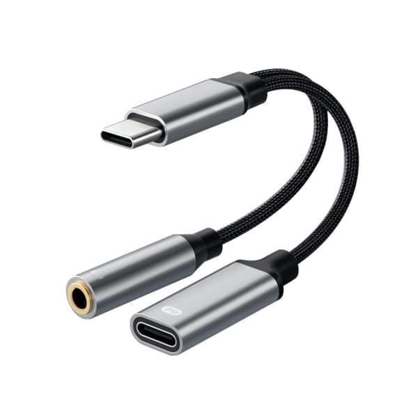 Type-C lyd- og ladeadapter - 2-i-1-konverterer - 60W hurtiglading For spill/musikk