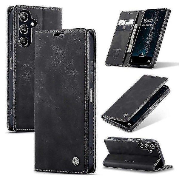 /NN/Kompatibelt Samsung Galaxy A16 5G/ A16 4G Etui CASEME 013 Serien Kortholder Stativ Læder Telefoncover_Gave til G Sort