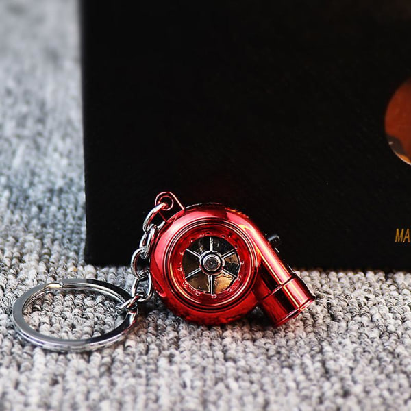 Elektrisk Mini Turbo Turbolader Nøglering Spindende Turbine Nøgleringsvedhæng one size Red