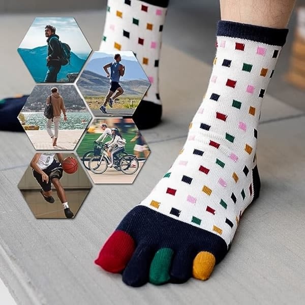 5 par herresokker med 5 fingre, delte tåsokker, sportståsokker for menn