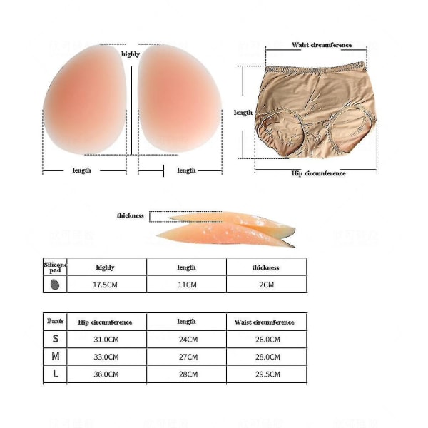 Yesfit Silikon Butt Hip Enhancer Shaper Trosor Underkläder S