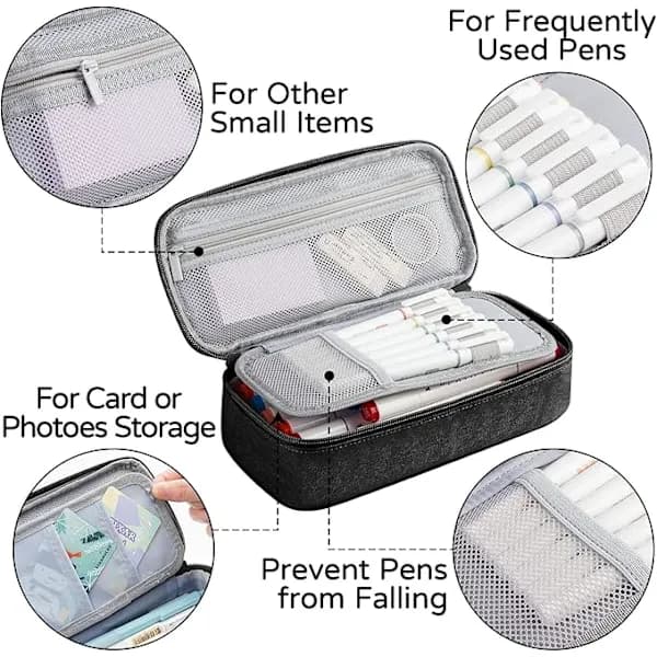 New Large Capacity Pencil Case for Elementary, Middle, and High School Students, High School Bag, Black