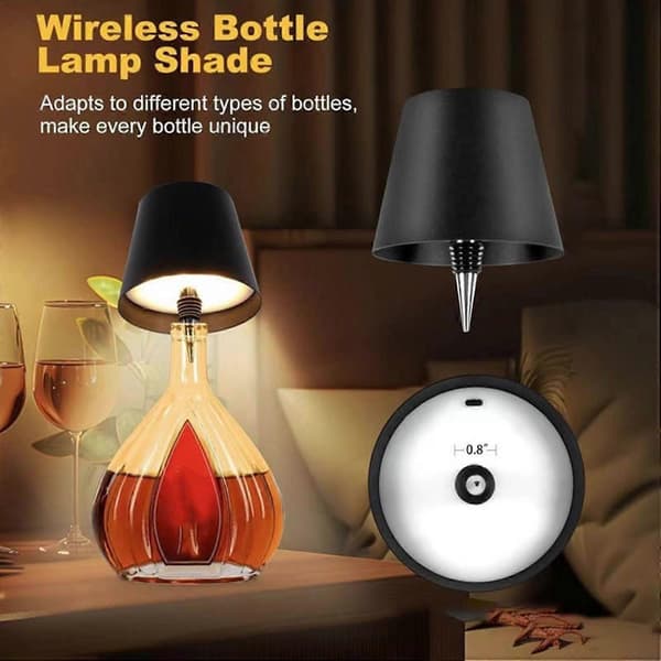 Wireless Wine Bottle Lamp USB Rechargeable Dimmable Touch Control Soft Glow Flicker-Free LED Blue A