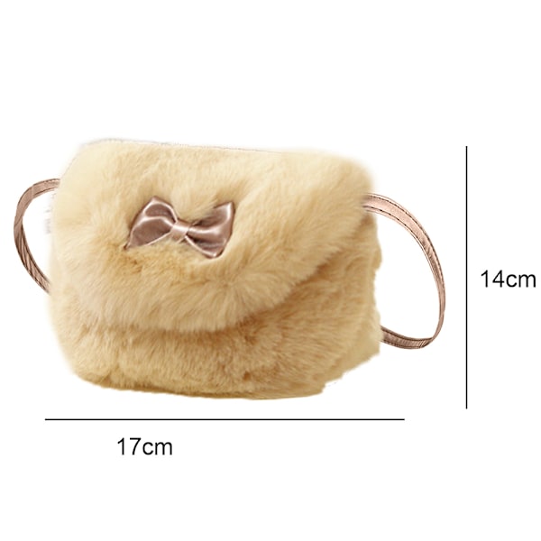 Tyttöjen Pienten lasten Söpö Rusetti Karvainen Mini Olkalaukku Crossbody-laukku