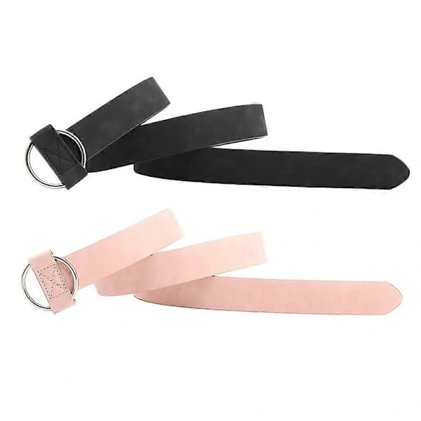 2-pak Retro Elastisk Strækbart Metalspænde Smalt Taljebælte til Kvinder - Sort + Pink