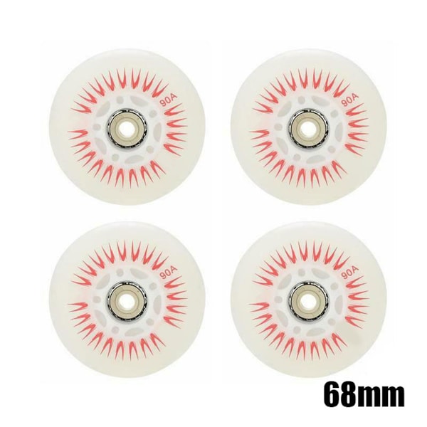 4 kpl Flash Inline -rullaluistelupyörät 90A LED-valaistus Luistelupyörät 80 76 72 68 Punainen 68mm Red
