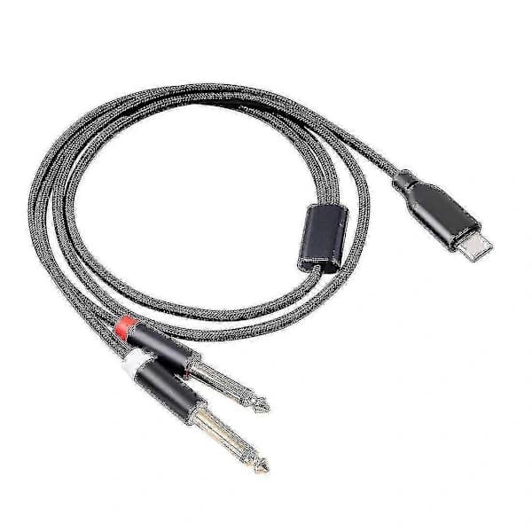 USB-C til Dobbel 6,35mm Lyd Stereo Kabel Type C til Dobbel 6,35mm Lydkabel For Smartphone Multimedia