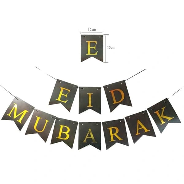 Eid Mubarak Banner Flagg Ramadan Kareem Måne Stjerne