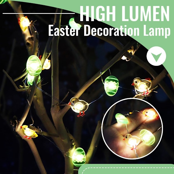 Ljusslinga med kycklingar och ägg, 21 LED-ljusslingor, påskbelysning, LED-påskbelysning Chick