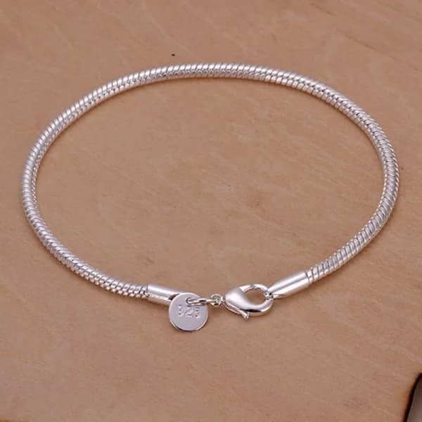 925 Sterling Sølv 3MM Ormekæde Armbånd Fabriksmode Hot Topkvalitet Smykker Charm Sød Dame Dame Bryllup