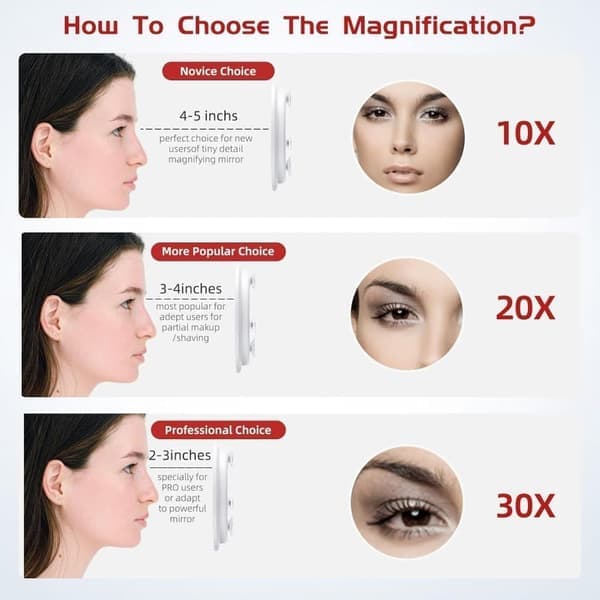 1pcs 30X Magnifying Mirror for Makeup, Round Makeup Mirror with Suction Cups & Stand, Handheld Travel Mirror