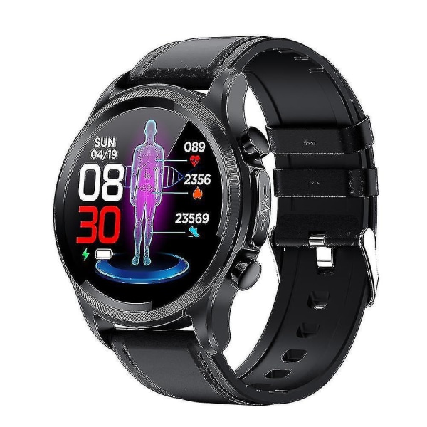 2023 Blodsocker Smart Watch Ecg+ppg Monitoring Blodtryck Kroppstemperatur Smartwatch Herr Ip68 Vattentät Fitness Tracker - Smart Watches Black Leather