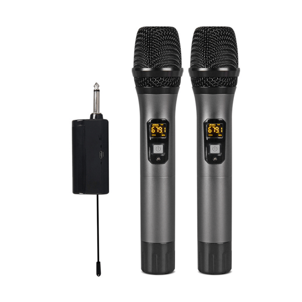 2 stk. trådløse mikrofoner Bluetooth Reverb med Android-portkabel Sort