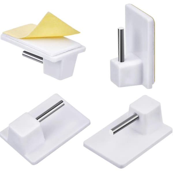 Self-adhesive hooks for curtain rods, 20-pack, white