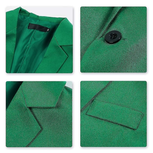 Herr Business Casual Klassisk Naggslag Dubbel Split Pure Color Enknapps kostymjacka 11 färger XL Green