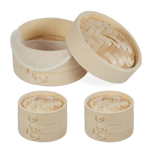Bambu Ångkokare 13,5 cm Set om 3_NN