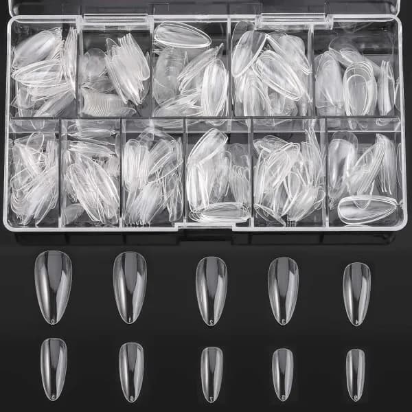 Mandelformade lösnaglar - Medium Almond Shaped Clear Nails Full