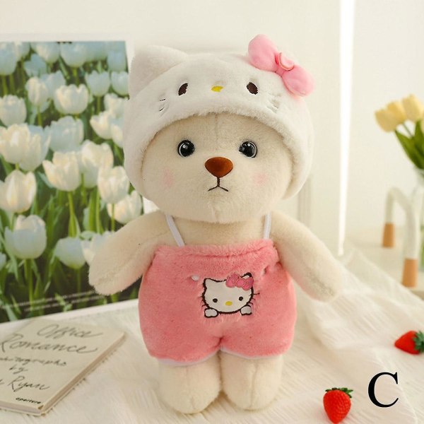 Söt Teddy Bear Teddy Toy, Cross-dressing, Heminredning, Vardagsrum, Present till flickvän Hello Kitty 27Cm