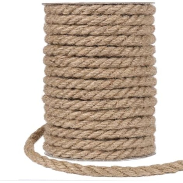 Naturlig Jute Snor 10mm 15m Naturlig Jute Tråd Have Reb til Katte Kradsestolpe, Havearbejde, Dekorative Håndværk (Brun)/NC/