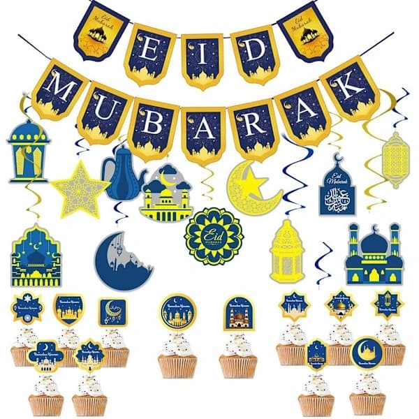 Eid Mubarak Dekorasjoner Ramadan Banner 12 ST KAKEPYNT