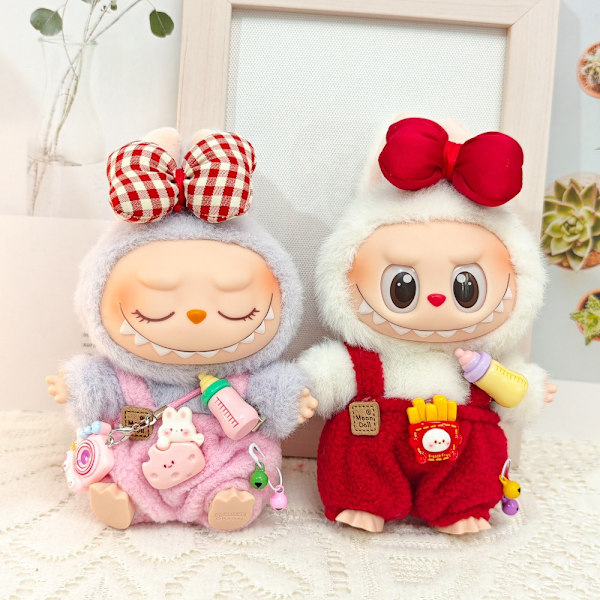 /NC/X-16 Nye Ankomst Kun Tøj Søde V1 V2 Labubu Blind Box Vedhæng Dukke Diy Udklædningssæt Lille Monster Hagesmæk Bukser Baby Tøj Only Clothes(No Doll) 20