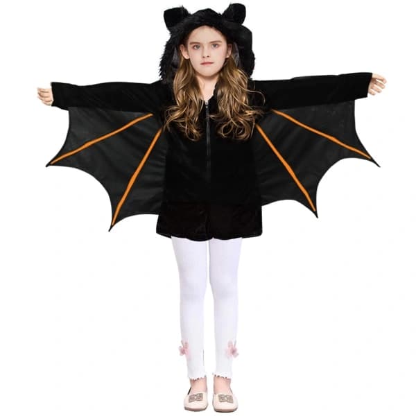 Fleece Fladdermusdräkt för Barn Fuzzy Flying Bat Kostym Pumpa Barn 150