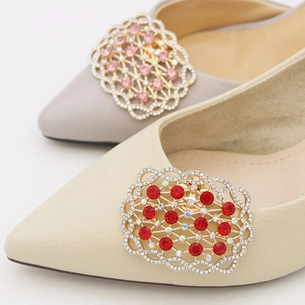 Sko-klips med Rhinestone, skinnende dekorativ klips GRÅ Grå
