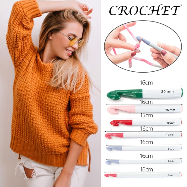 [NT] 7 st Virknålar Set Ergonomisk design Flerfärgad sticknål DIY Garn Tröja Vävning Stickverktyg