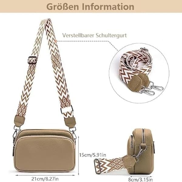 Axelremsväska PU-läder khaki*QN