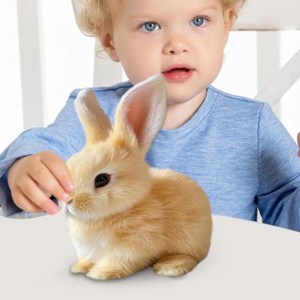 Interactive Rabbit Plush Toy, Realistic Hopping Electric Rabbit for Easter, Brown Brown