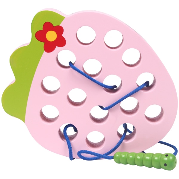 Träsnörning Trådleksak för 3 4 5 år gamla småbarn Jordgubbe