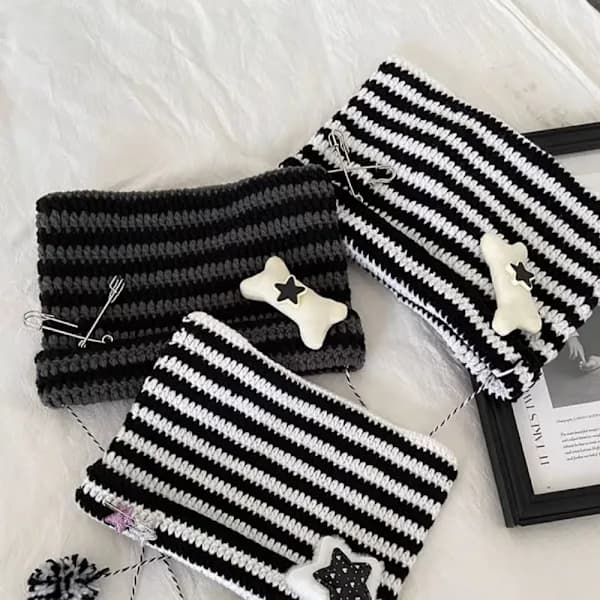 Kat Øre Hårbolde Beanies Hue SVART&VIT sort&hvid