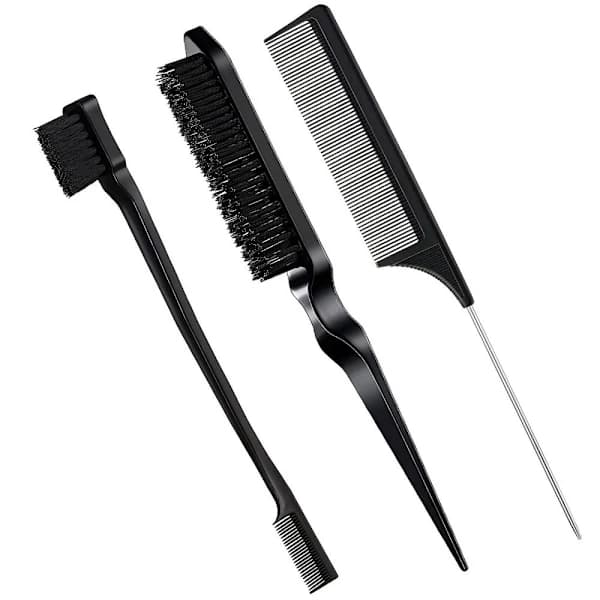 3-pak Slick Brush Sæt Hårbørste SVART sort