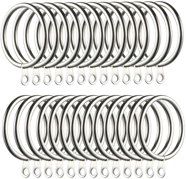 Metallgardinringar - 60 stycken - silver - 38 mm