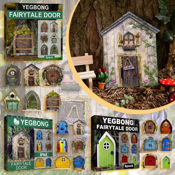 [NT] Mini Tre Dvergdør Miniatyrdekor Stilig Håndverk Modellpynt for Plen Stil 1