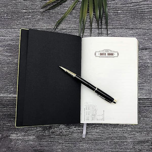 Retro Notesbog med Gylden Pen A5 Gammel Notesbog Dagbog Retro Notesblok Håndlavet